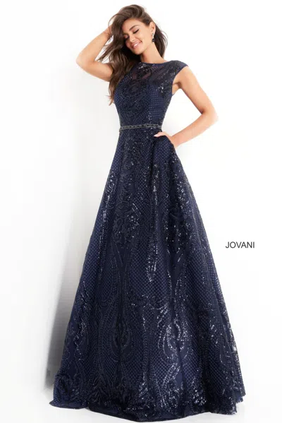 Jovani 02514 Long Formal A Line Evening Dress In Blue