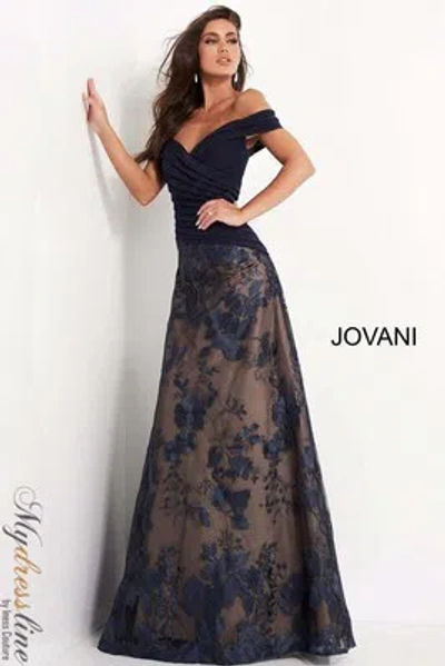 Pre-owned Jovani 02852 Evening Dress Lowest Price Guarantee Authentic In Navy
