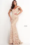Jovani 02923 Mermaid Long Lace Formal Evening Dress In Gold