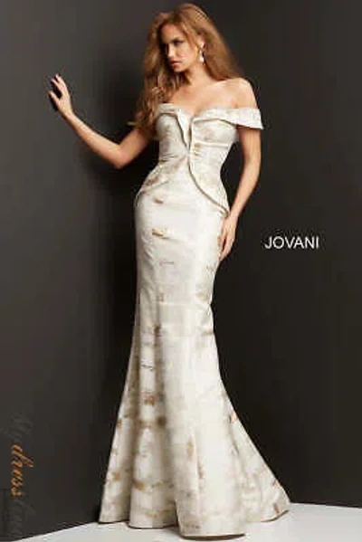Pre-owned Jovani 02925 Evening Dress Lowest Price Guarantee Authentic In Beige