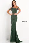 Jovani 03124 Long Mermaid Beaded Formal Prom Dress In Green