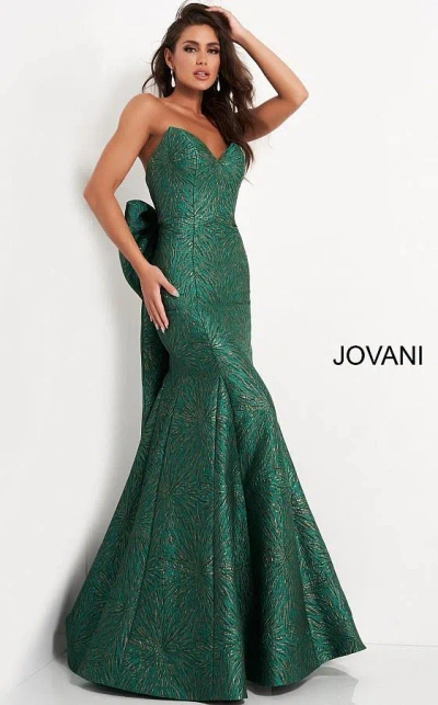 Jovani 04158 Long Strapless Mermaid Prom Dress In Green