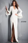 Jovani 04240 Long Evening Formal Slit Dress In White