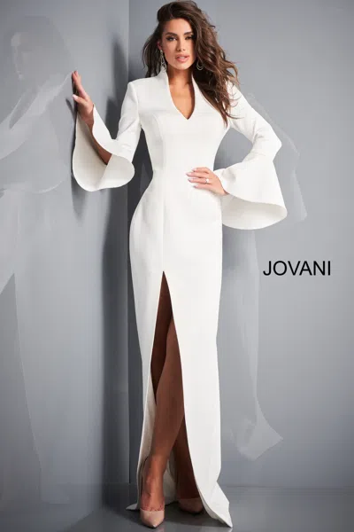 Jovani 04240 Long Evening Formal Slit Dress In White