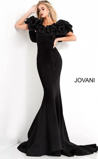 Jovani 04368 Long Off The Shoulder Evening Dress In Black