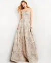 Jovani 04441 Floral Long Formal Prom Dress In Neutral