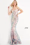 Jovani 04515 Long Fitted Formal Sequin Prom Dress In Blue
