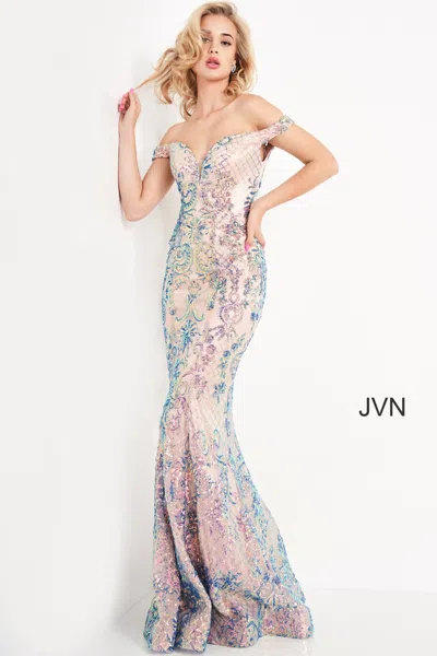 Jovani 04515 Long Fitted Formal Sequin Prom Dress In Blue