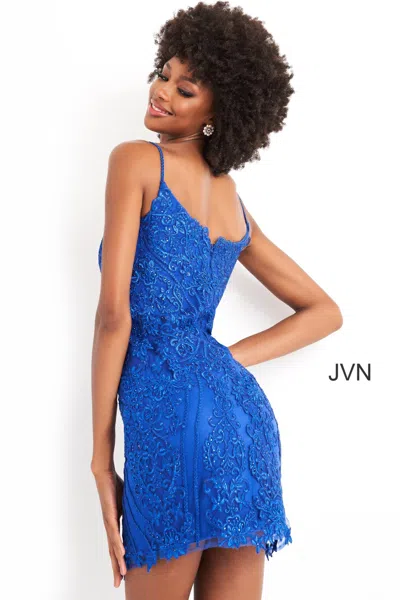Jovani 04521 Short Fitted Homecoming Cocktail Dress In Blue