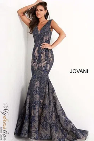 Pre-owned Jovani 04585 Evening Dress Lowest Price Guarantee Authentic In Navy