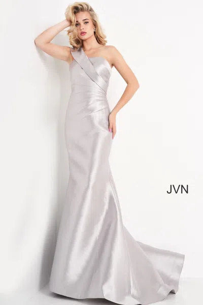 Jovani 04723 One Shoulder Long Mermaid Evening Dress In White