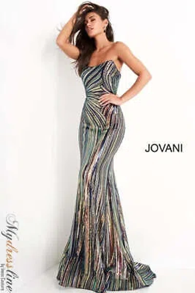 Pre-owned Jovani 04810 Evening Dress Lowest Price Guarantee Authentic In White-multi