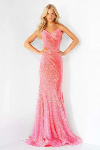 Jovani 04831 Prom Long Strapless Sequin Prom Dress In Pink