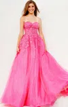 Jovani 05451 Glitter Long Ball Gown A Line Prom Dress In Pink