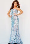 Jovani 05664 Prom One Shoulder Long Formal Sequin Gown In Multi