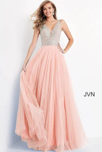 Jovani 05818 Prom Long Sleeveless Glitter Ball Gown In Pink