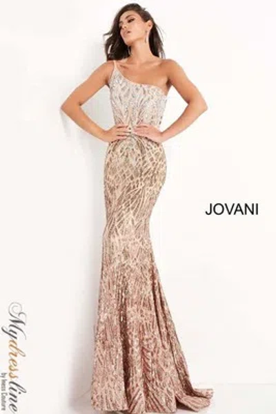 Pre-owned Jovani 06469 Evening Dress Lowest Price Guarantee Authentic In Silver/cafe