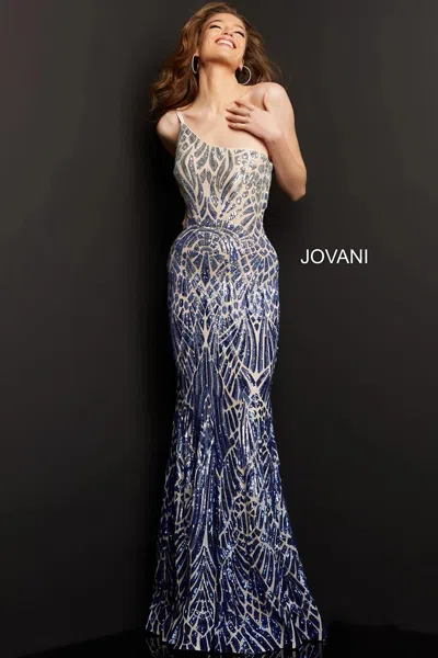 Jovani 06469 One Shoulder Formal Long Prom Gown In Gray