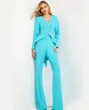 Jovani 06479 Long Two Piece Ruffle Evening Fromal Pant Suit In Blue