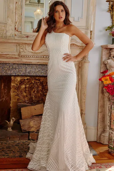 Jovani 06517 Long Bridal Gown Sequin Wedding Dress In White