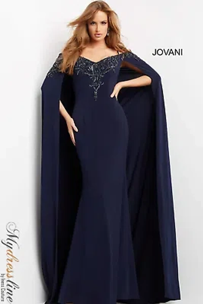 Pre-owned Jovani 06631 Evening Dress Lowest Price Guarantee Authentic In Navy