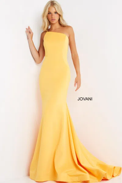 Jovani 06763 One Shoulder Sexy Long Prom Dress In Yellow