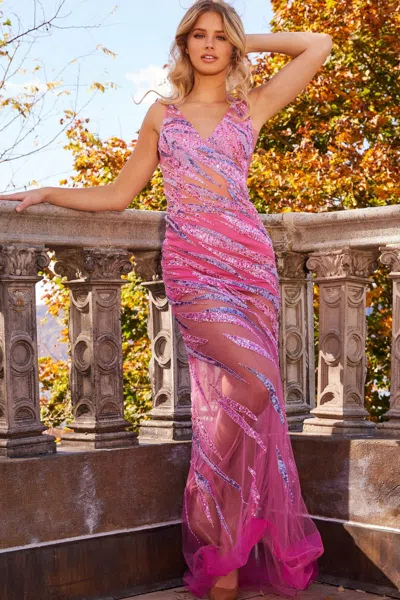 Jovani 06790 Formal Long Beaded Sequin Prom Dress In Multi