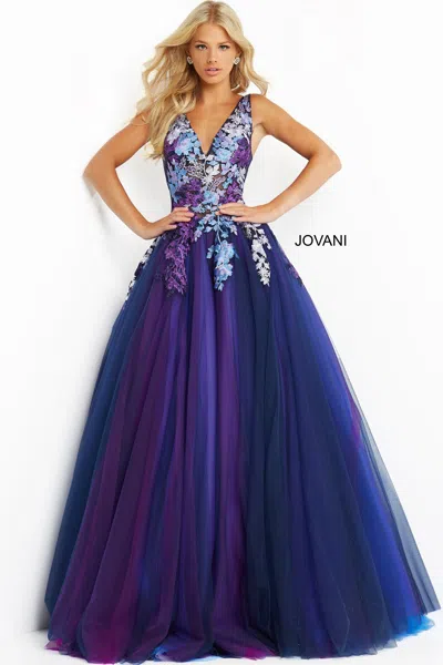Jovani 06807 Prom Sleeveless Long Formal Ball Gown In Blue