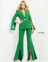 Jovani 06922 Long High Slit Single Breasted Formal Pant Suit In Green