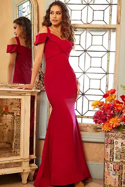 Pre-owned Jovani 06999 Evening Dress Lowest Price Guarantee Authentic In Cranberry