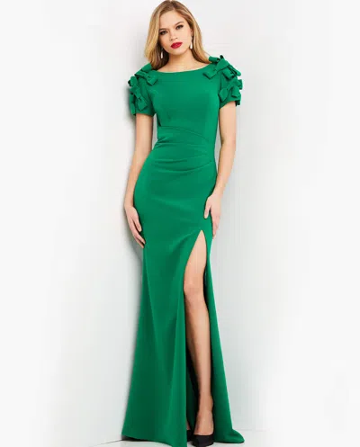 Jovani 07011 Formal Long Fitted Slit Evening Dress In Green