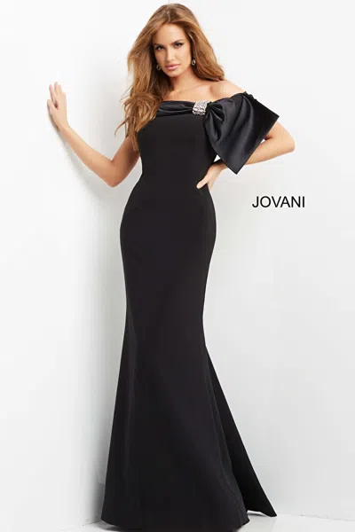 Jovani 07014 Off The Shoulder Long Evening Dress In Black