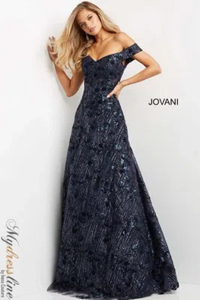 Pre-owned Jovani 07162 Evening Dress Lowest Price Guarantee Authentic In Navy
