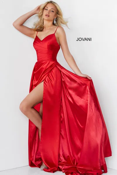 Jovani 07800 Formal Spaghetti Strap Long Prom Gown In Red