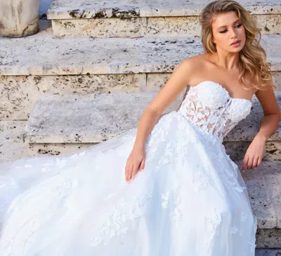 Jovani 07901 Strapless Long Formal Gown In White