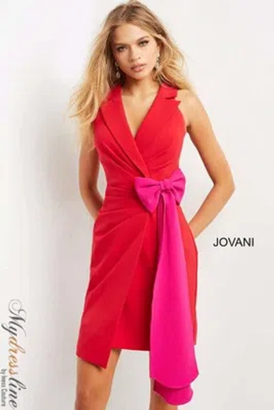 Pre-owned Jovani 07961 Evening Dress Lowest Price Guarantee Authentic In Red/fuschia