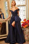 Jovani 08092 Long Slit Ball Gown Formal Prom Dress In Blue
