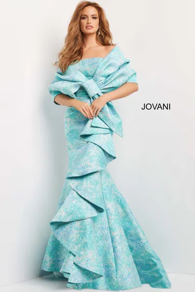 Jovani 08093 Long Mermaid Ruffle Formal Evening Prom Dress In Multi