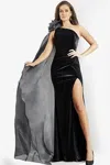 Jovani 08116 Long Formal Evening Cape Dress In Black