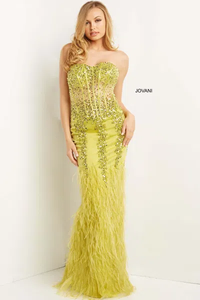 Jovani 08142 Long Formal Fitted Prom Dress In Green