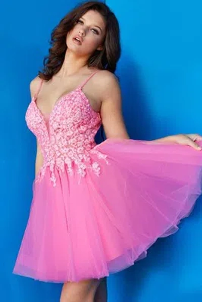 Pre-owned Jovani 08273 Evening Dress Lowest Price Guarantee Authentic In Hot-pink