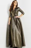 Jovani 08388 Long Metallic Ball Gown Formal Dress In Green