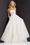Jovani 08417 Embellished Long Wedding Dress In White