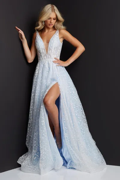 Jovani 08421 Sleeveless Long Prom Dress In Blue