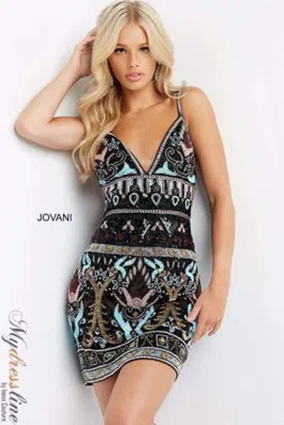 Pre-owned Jovani 08447 Evening Dress Lowest Price Guarantee Authentic In Black/multi