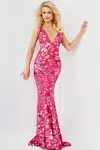 Jovani 08462 Long Formal Mermaid Prom Dress In Pink