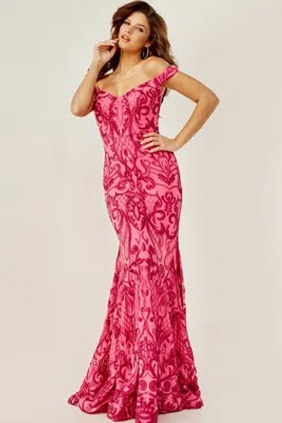 Pre-owned Jovani 08647 Evening Dress Lowest Price Guarantee Authentic In Fuchsia