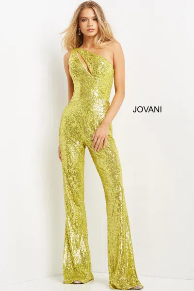 Jovani 09017 Long Sequin Formal Jumpsuit In Yellow