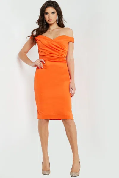 Jovani 09423 Fitted Short Evening Formal Dress In Orange
