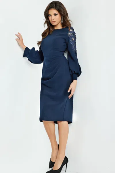 Jovani 09471 Short Ruched Mother Of The Bride Dress In Blue